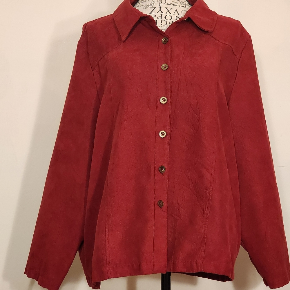 Bon Worth Women's Deep Red Button Down